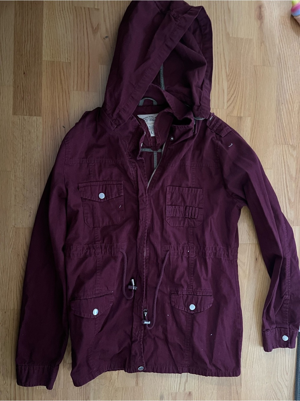 Women’s Hooded Utility Jacket - Burgundy